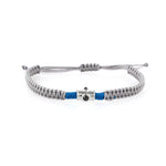 Load image into Gallery viewer, Silver-Black Spinel Grey and Blue Thread Rakhi