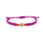 Load image into Gallery viewer, Silver-Black Spinel Pink and Red Thread Rakhi