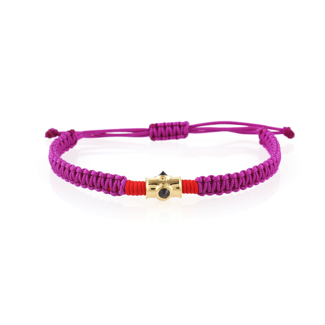 Silver-Black Spinel Pink and Red Thread Rakhi