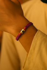 Load image into Gallery viewer, Silver-Black Spinel Pink and Red Thread Rakhi