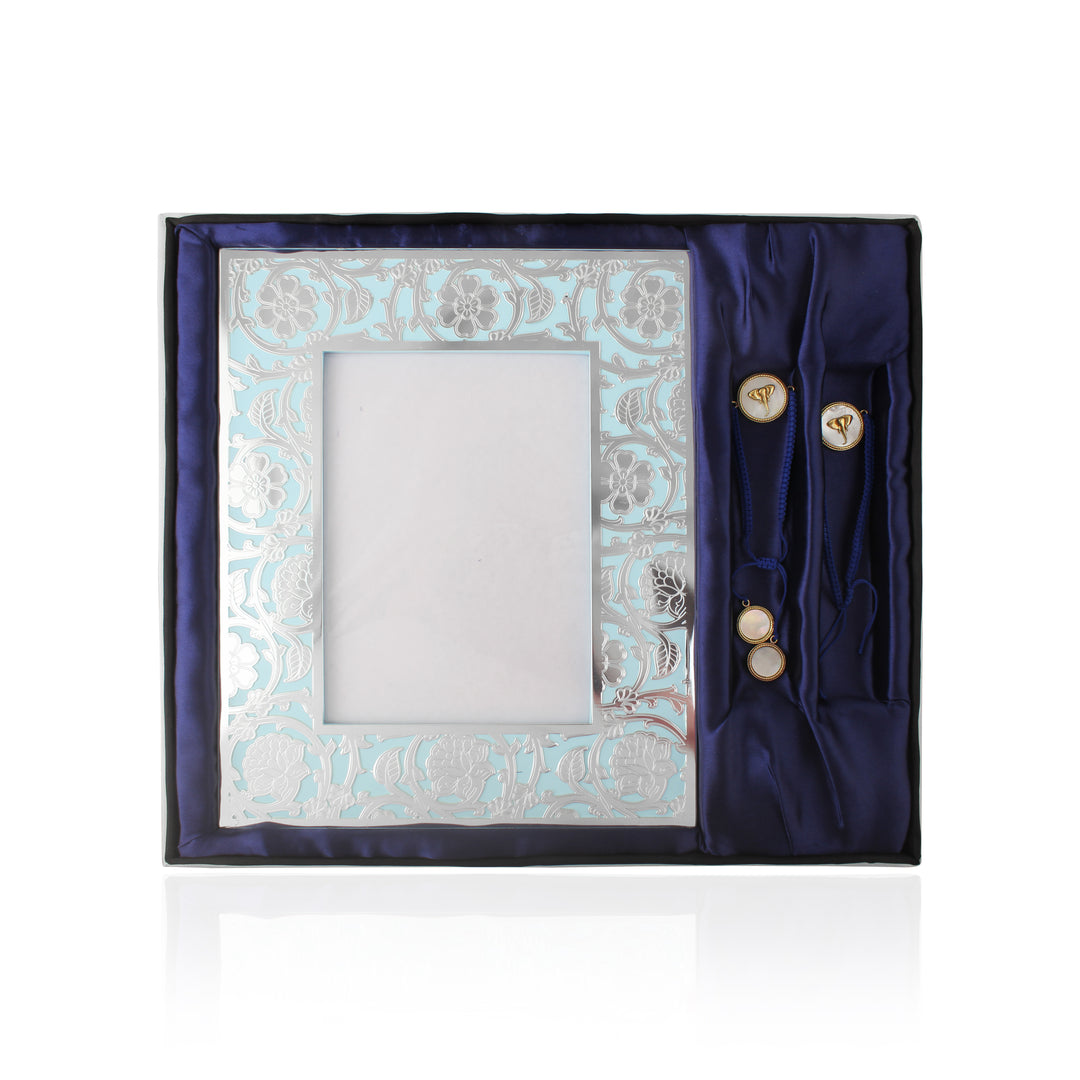 Elegant Silver Flower Photo Frame Hamper