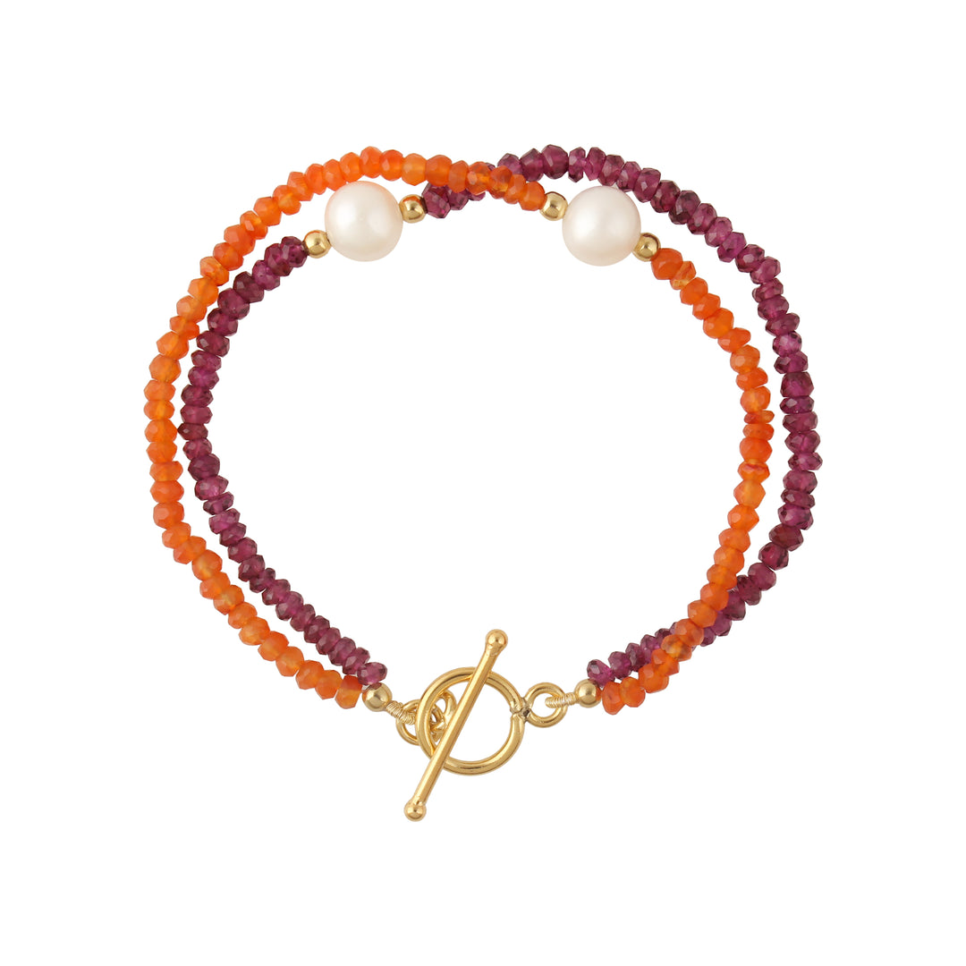 Elegant Gemstone Rakhi with Cornelian, Amethyst, and Rhodolite Garnet
