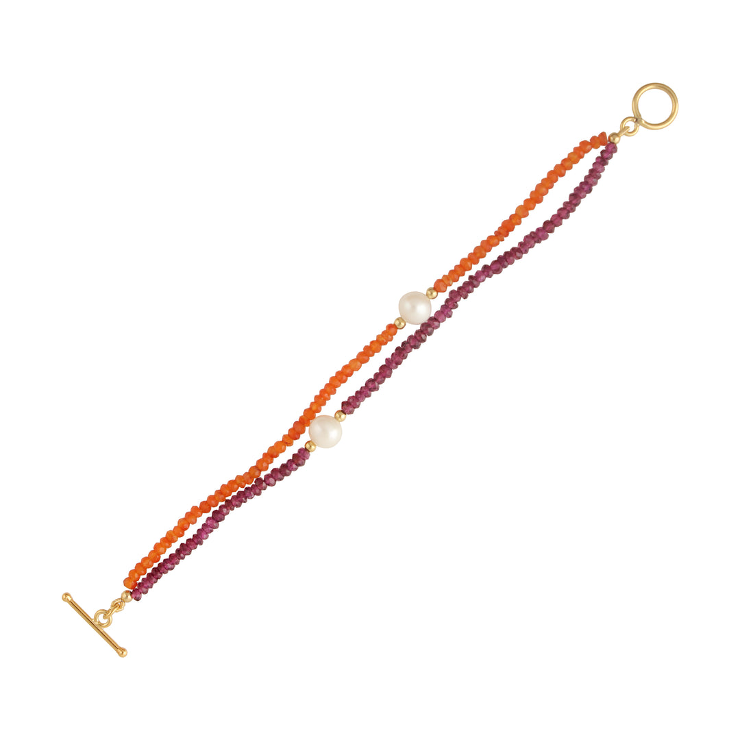 Elegant Gemstone Rakhi with Cornelian, Amethyst, and Rhodolite Garnet