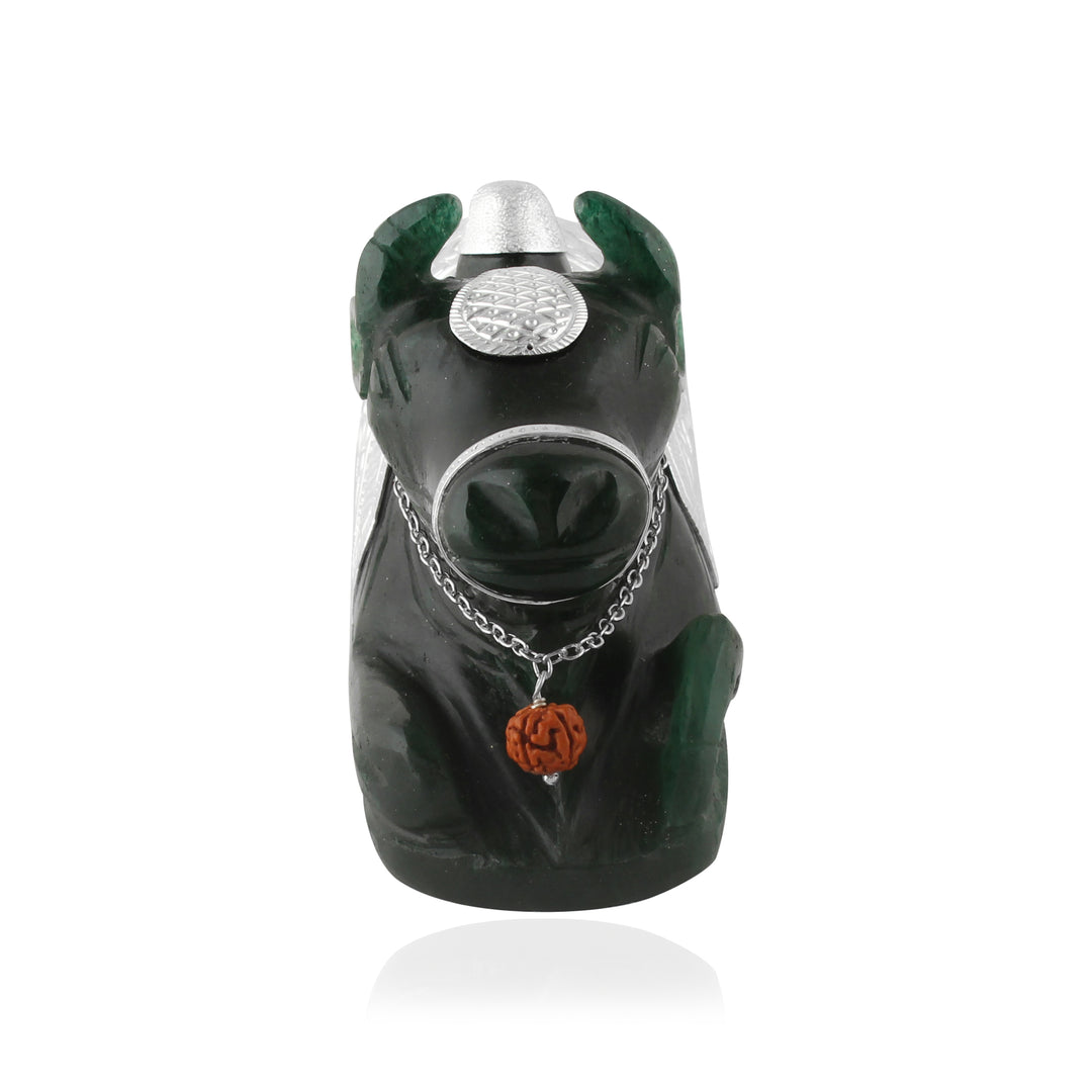 Gemstone nandi cow with silver