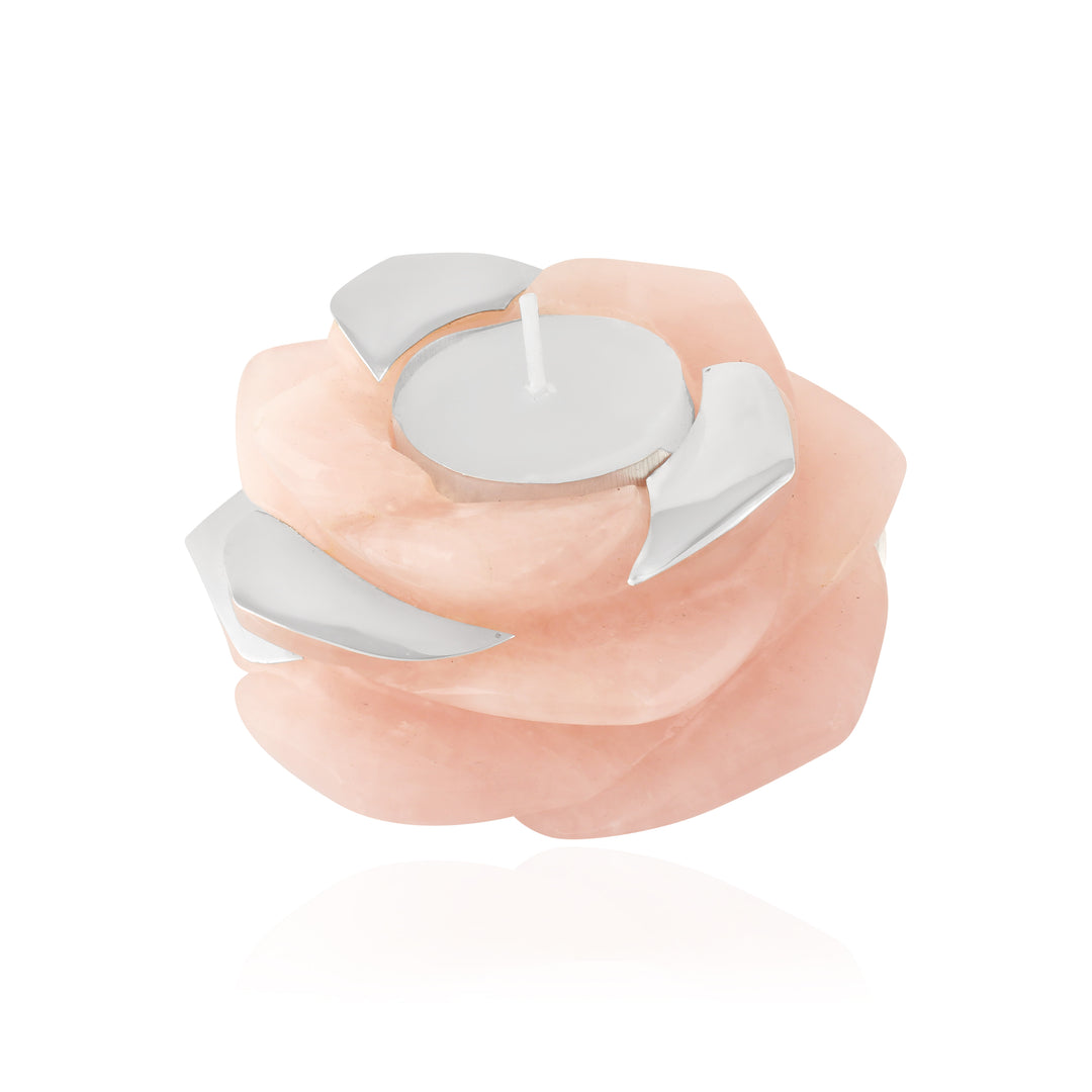 Silver Rose Quartz Gemstone Rose Tea Lite ❤️❤️