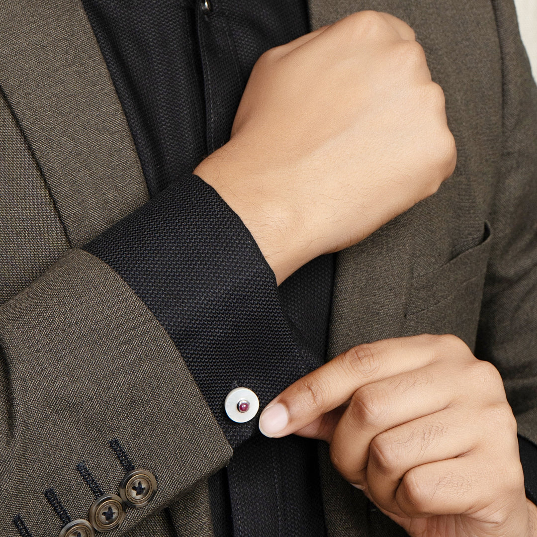 Crysler Ruby Pearl Cufflink