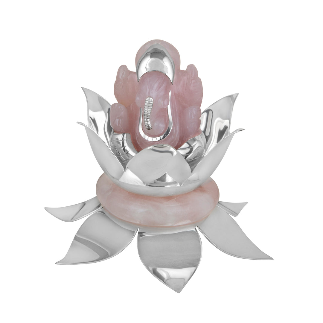 Rose quartz Vinayak Resting Upon A Lotus