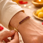 Red Garnet Gemstone Weave Rakhi