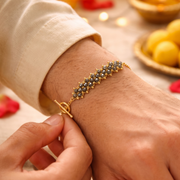 Pyrite Gemstone Weave Rakhi