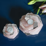 Load image into Gallery viewer, Silver Rose Quartz Gemstone Rose Tea Lite ❤️❤️
