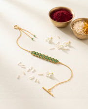 Green Strawberry Gemstone weave Rakhi