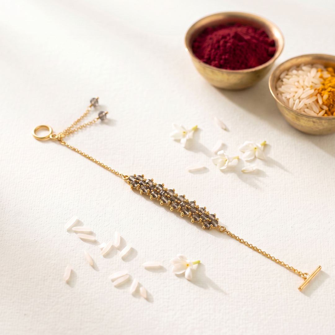 Iolite Gemstone weave Rakhi