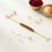 Red Garnet Gemstone Weave Rakhi