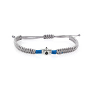 Silver-Black Spinel Grey and Blue Thread Rakhi