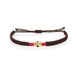 Load image into Gallery viewer, Silver-Black Spinel Brown and Red Thread Rakhi
