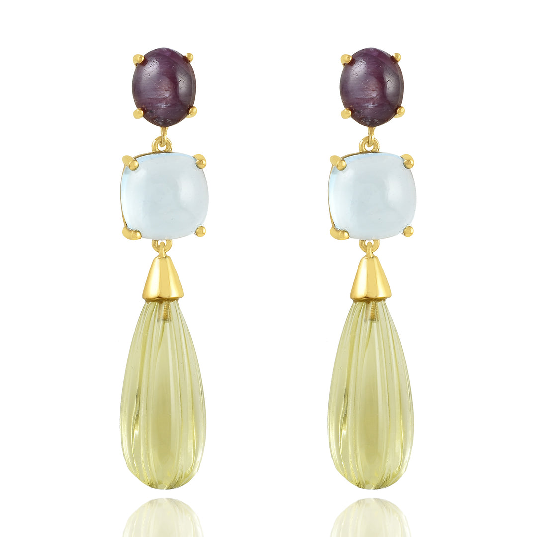 Gold Plated Multi Color Earring