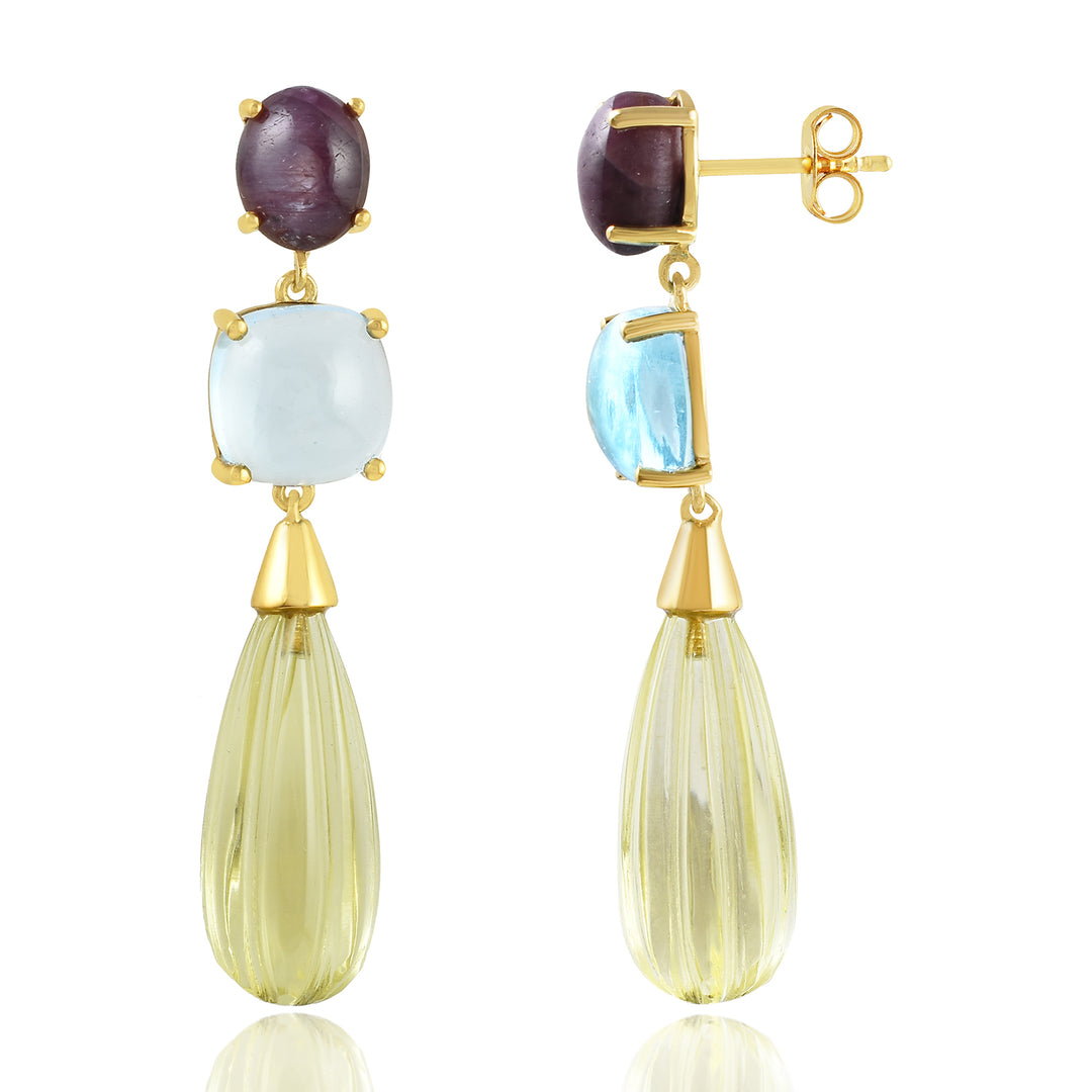 Gold Plated Multi Color Earring