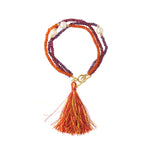 Load image into Gallery viewer, Powerful Gemstone Rakhi Lumba with Cornelian, Amethyst, and Rhodolite Garnet
