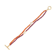 Elegant Gemstone Rakhi with Cornelian, Amethyst, and Rhodolite Garnet