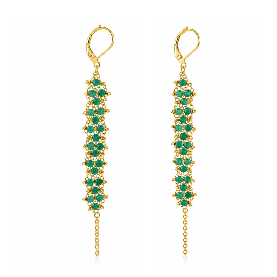 Green Strawberry Wave Earrings