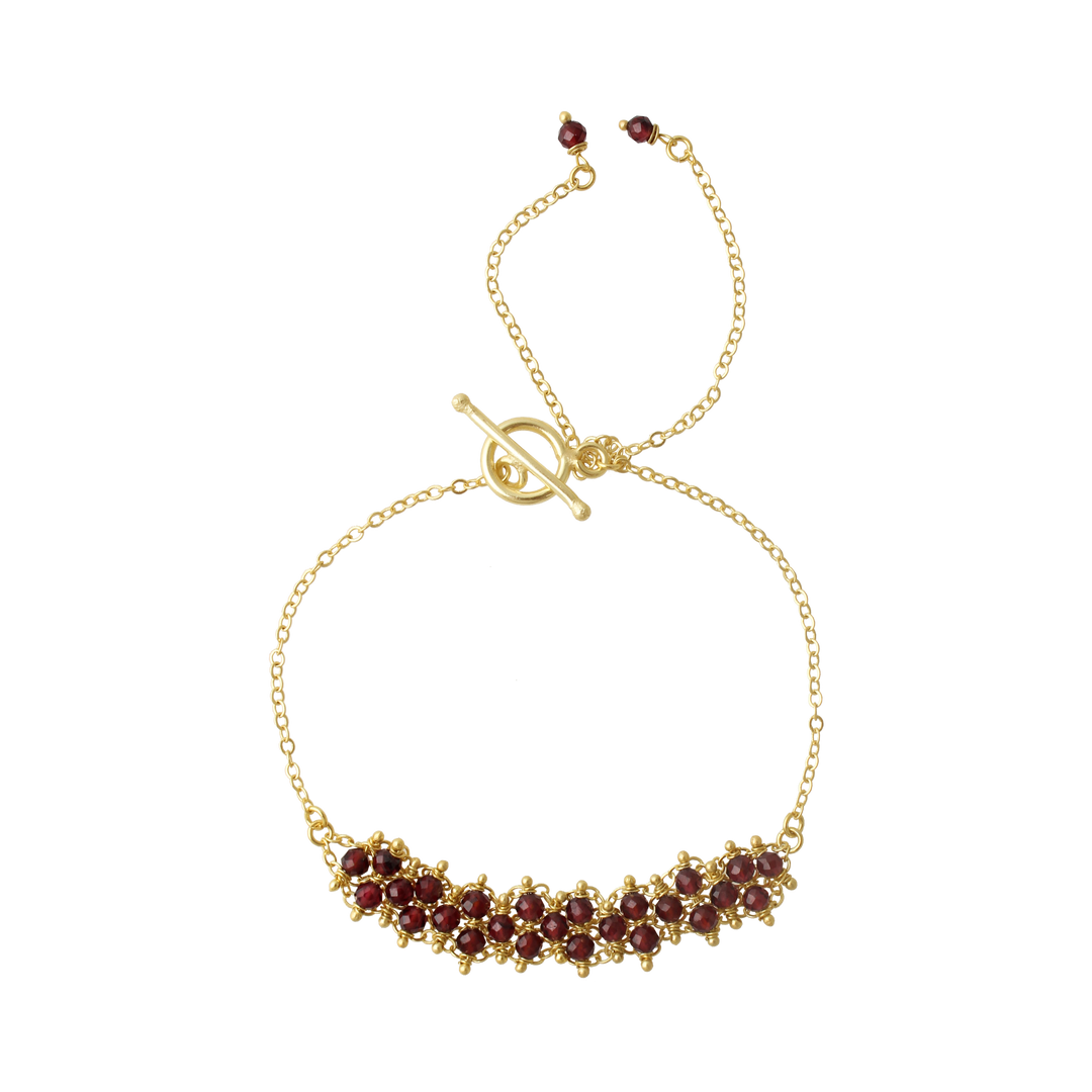 Red Garnet Gemstone Weave Rakhi