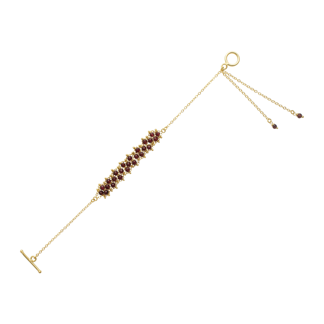 Red Garnet Gemstone Weave Rakhi