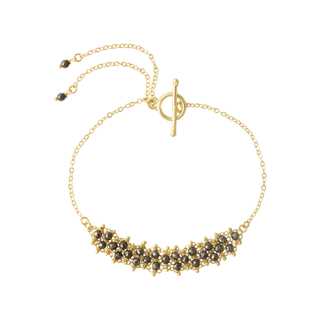 Pyrite Gemstone Weave Rakhi
