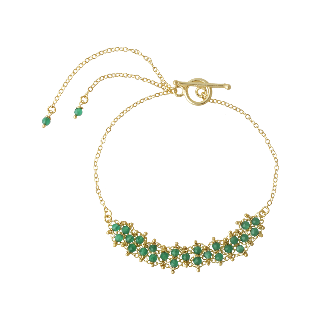 Green Strawberry Gemstone weave Rakhi