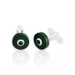 Load image into Gallery viewer, Crysler Blue Sapphire Malachite Cufflink

